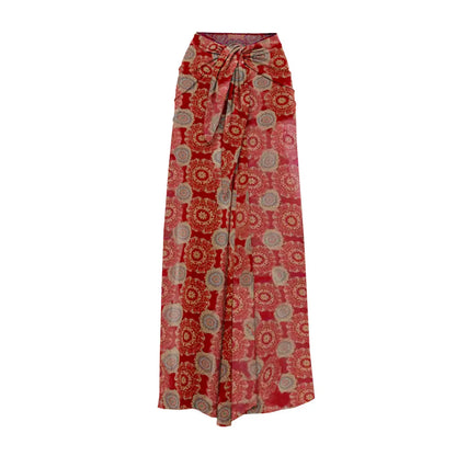 2025 New High Quality Elegant One Piece Swimsuit And Skirt Print Deep-V Lace-up Women Bikini Set Swimwear Party Bathing Suit