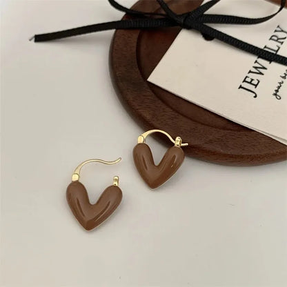 2025 Trendy Heart Stud Earrings For Women Korean Elegant Light Luxury Love Dangle Earring Fashion Simple Drop Jewelry Girls Gift