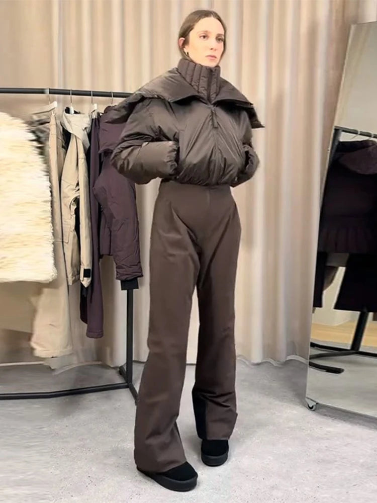 Cotton Ski Women's Winter Jumpsuit Sets Zipper Loose Jacket Straight Pants Suits Skiwear Snow Commute Street Outdoors Romper