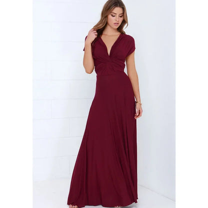 Fashion Multi-worn V-neck Vestidos De Fiesta Women Long Dress Sexy Strapped Lady Summer Maxi Dress