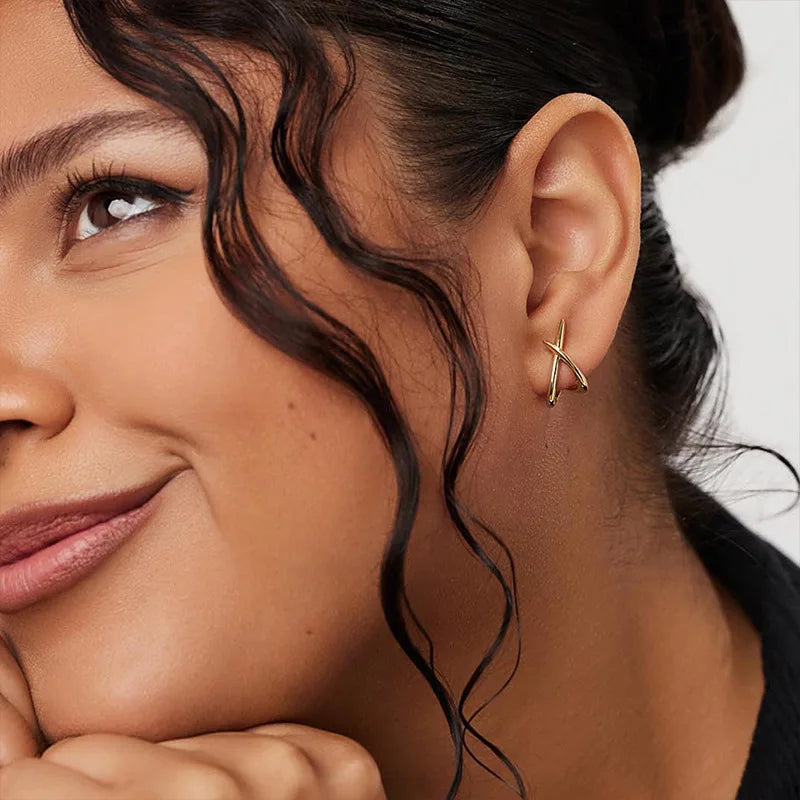 Stainless Steel Cross Stud Earrings for Women Girls Trendy Dainty Simple Minimalist Accessories Party Fashion Jewelry Gifts