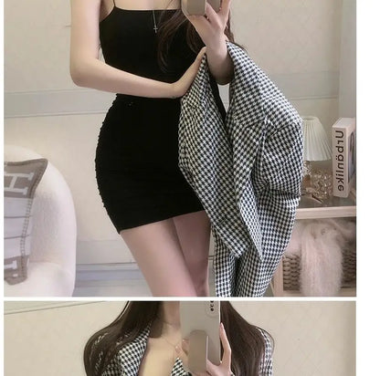 Elegant Solid Sling Sleeveless Type A Sheath Mini Short Dresses Summer New Sexy Slim Slimming Arm Covering Dresses