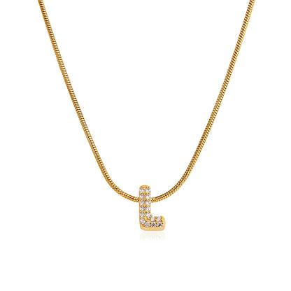 Fashion Tiny CZ Zircon Initial Alphabet Pendant Neckalce Gold Plated Stainless Steel A-Z Letter Necklaces Birthday Gifts Jewelry