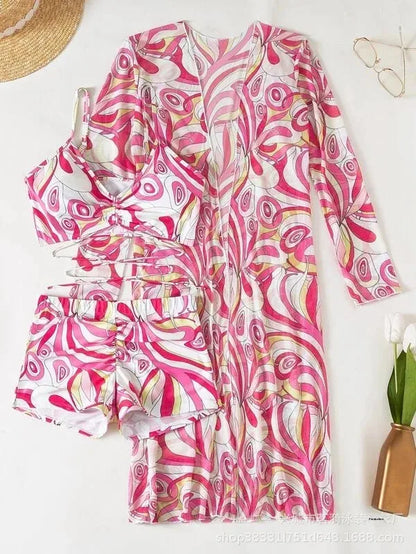 Mingyi New Multi-Color Mesh Cover up Sexy Leg Lengthening Swimsuit Top Bottoms Three-Piece Set Women's Swimwear