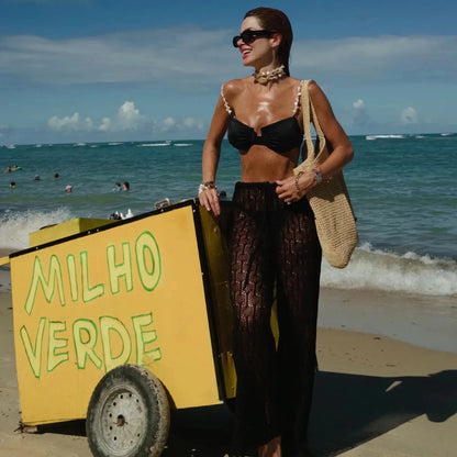 2025 New Polka Dots 3 Pieces Bikinis Sets With Mesh Pants Push Up Beachwear Sexy Women's Swimsuit Cover-ups Strappy Beach Wear