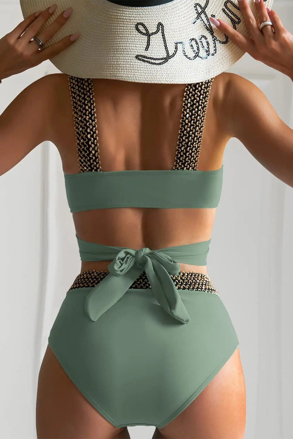 Cross High Waist Bikinis 2025 Women Black Swimwear Solid Swimsuit Female Beachwear Summer Bathers Bathing Suit Swimming