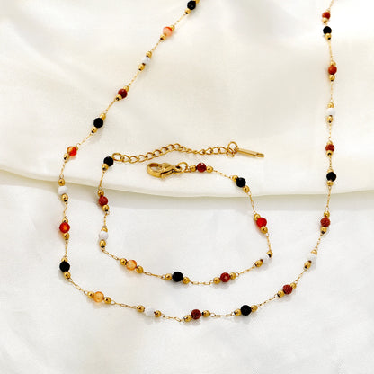 LUXUKISSKIDS Fashion Cubic Love Heart Minimalist Jewelry Set Necklace Earrings Bracelets Stainless Steel Women/Girls Accesories