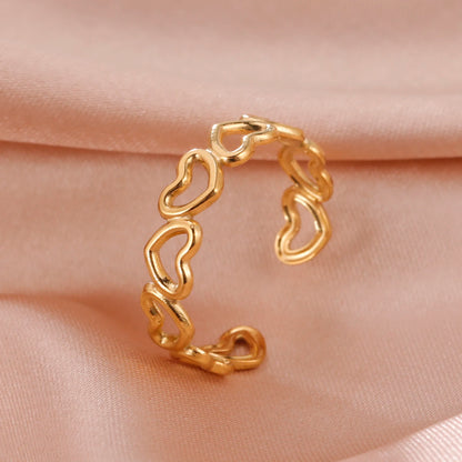Skyrim Stainless Steel Women Rings Geometric Heart Aesthetic Adjustable Open Finger Ring Fashion Party Jewelry Gifts Wholesale