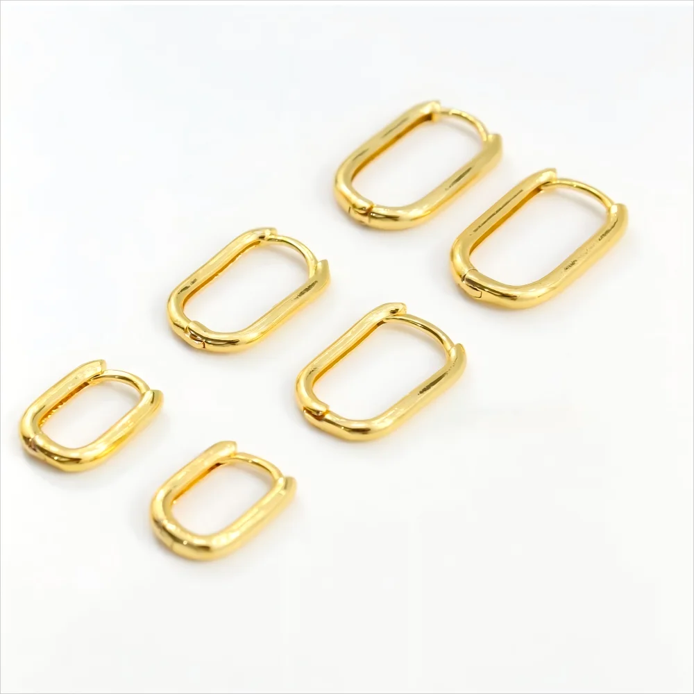 2/6PCS Mariasz Minimalist Stainless Steel Huggie PVD Plated Gold Color Square Hoop Earrings for Women Men Classic Jewelry