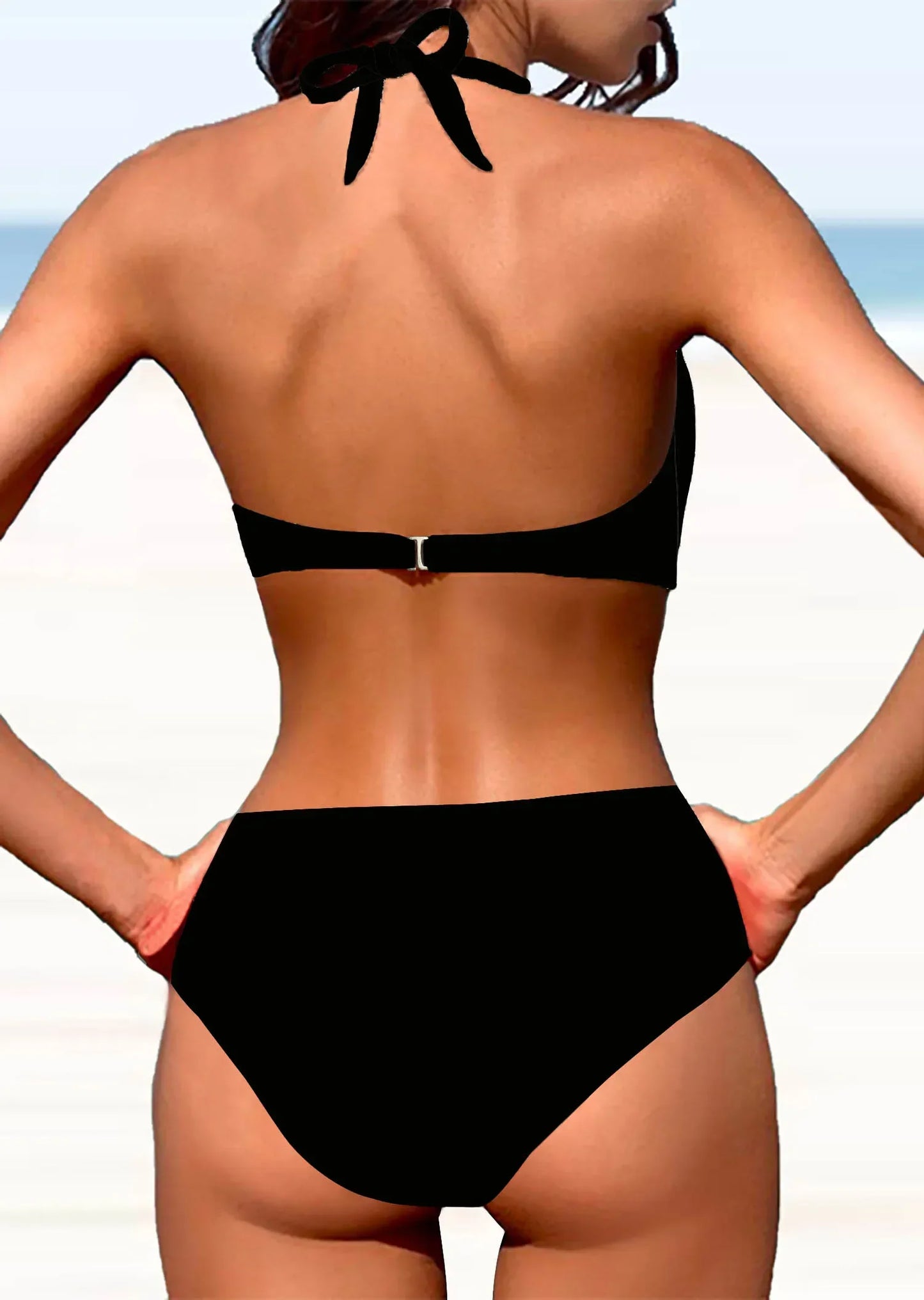 Sexy Women's Fashion Casual Classic Black and White Printed Women's Vacation Two-piece Bikini Set S-5XL