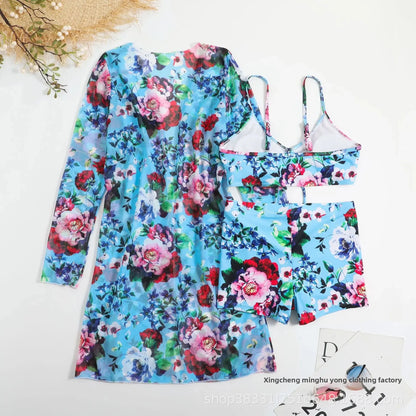 Mingyi New Multi-Color Mesh Cover up Sexy Leg Lengthening Swimsuit Top Bottoms Three-Piece Set Women's Swimwear