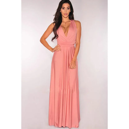 Fashion Multi-worn V-neck Vestidos De Fiesta Women Long Dress Sexy Strapped Lady Summer Maxi Dress
