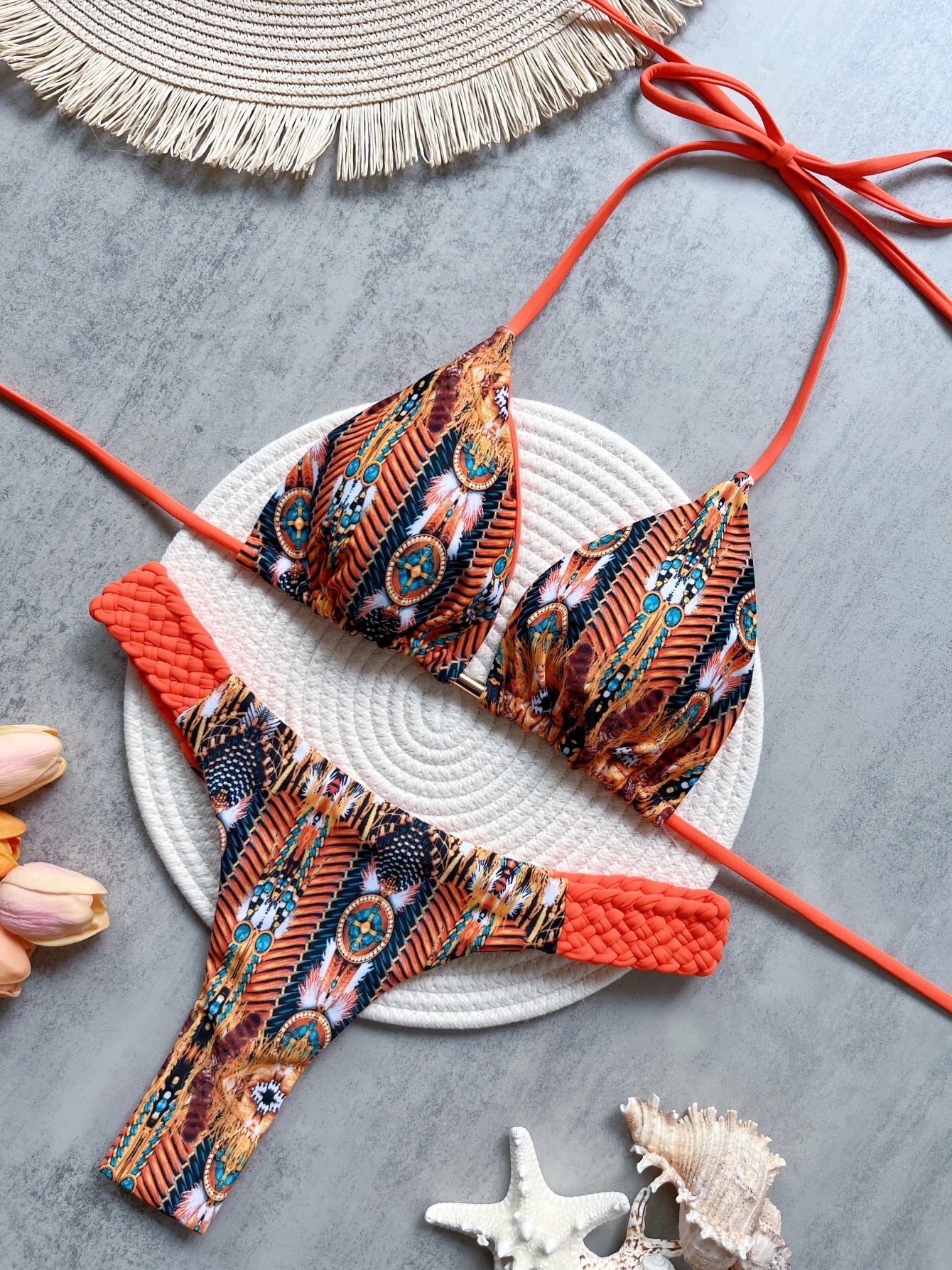 RUOTONSEPT Print Halter Mini Thong High Cut Bikini Female Swimsuit Women Swimwear Two-pieces Bikini set Bather Bathing Suit Swim