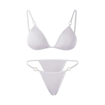 Beach Low Waist Sexy Solid Color Sling Backless Two Piece Split Swimwear Swimsuit Bikini Set