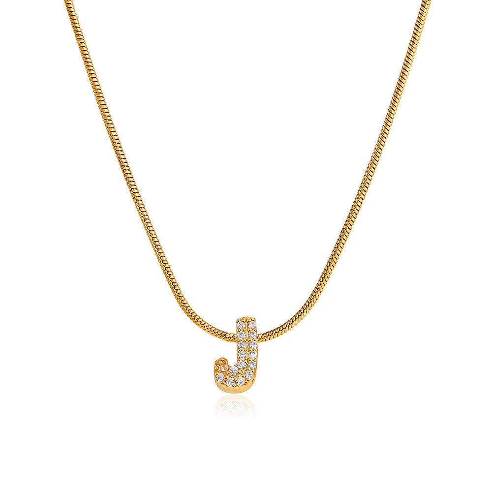 Fashion Tiny CZ Zircon Initial Alphabet Pendant Neckalce Gold Plated Stainless Steel A-Z Letter Necklaces Birthday Gifts Jewelry