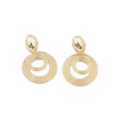 Two-layers Circles Women's Hanging Earrings Gold Color Silver Color Metal Spiral Pendants Dangle Earrings for Female European