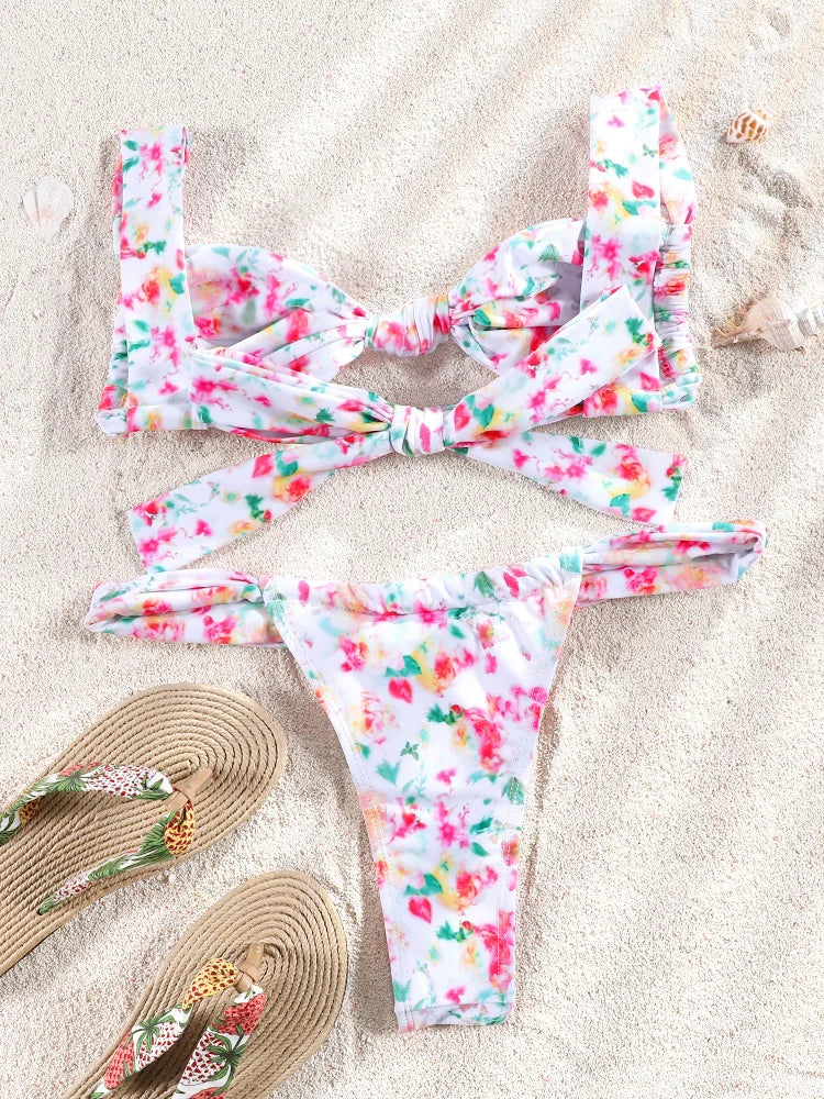 ZRTAK Two Piece Suit Bikinis 2025 Women Swimsuit Push Up Bathing Suit Sexy Bikinis Sets Swimwear Print Beachwear Solid Biquinis