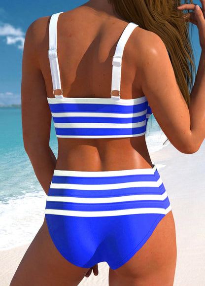 Women's New Summer Two-piece Swimsuit with Black and White Printed Sexy Lace Up Casual Beach Swimsuit S-6XL