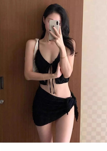 Sexy Three-Piece Bikini Swimsuit Women's Vacation Thermal Spring Separate Slimming Korean Ins High-End Feel Cross-Border