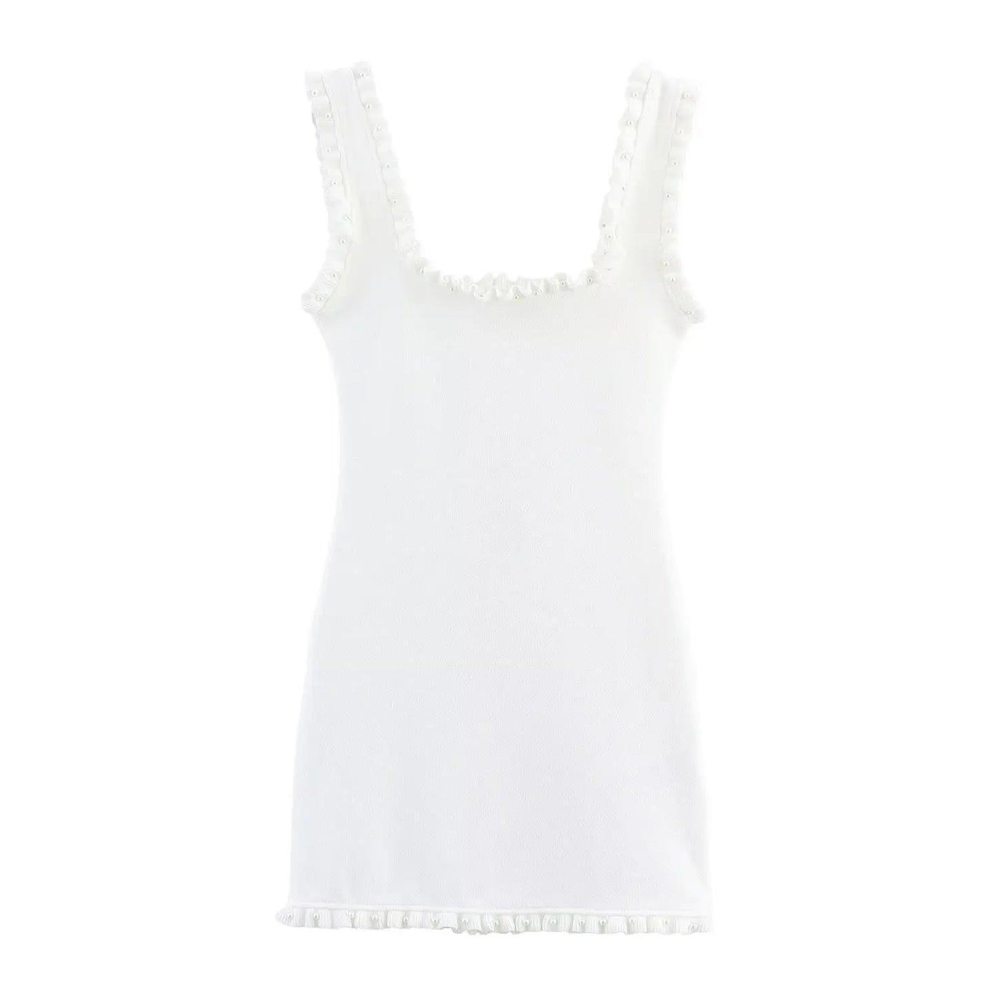 HH Female Summer Sexy Slim Dress 2 Color Solid Square Collar Sleeveless Backless Flower Decoration Women's Fashion Dresses