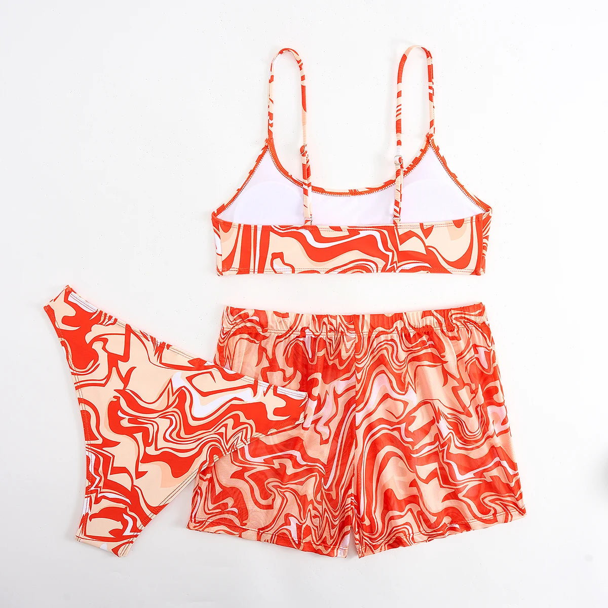 Sexy Bikini 2025 Women 3 Pieces Swimwear Female High Waist Swimsuit Orange Bathers Swimming Bathing Swim Suit Summer Beachwear