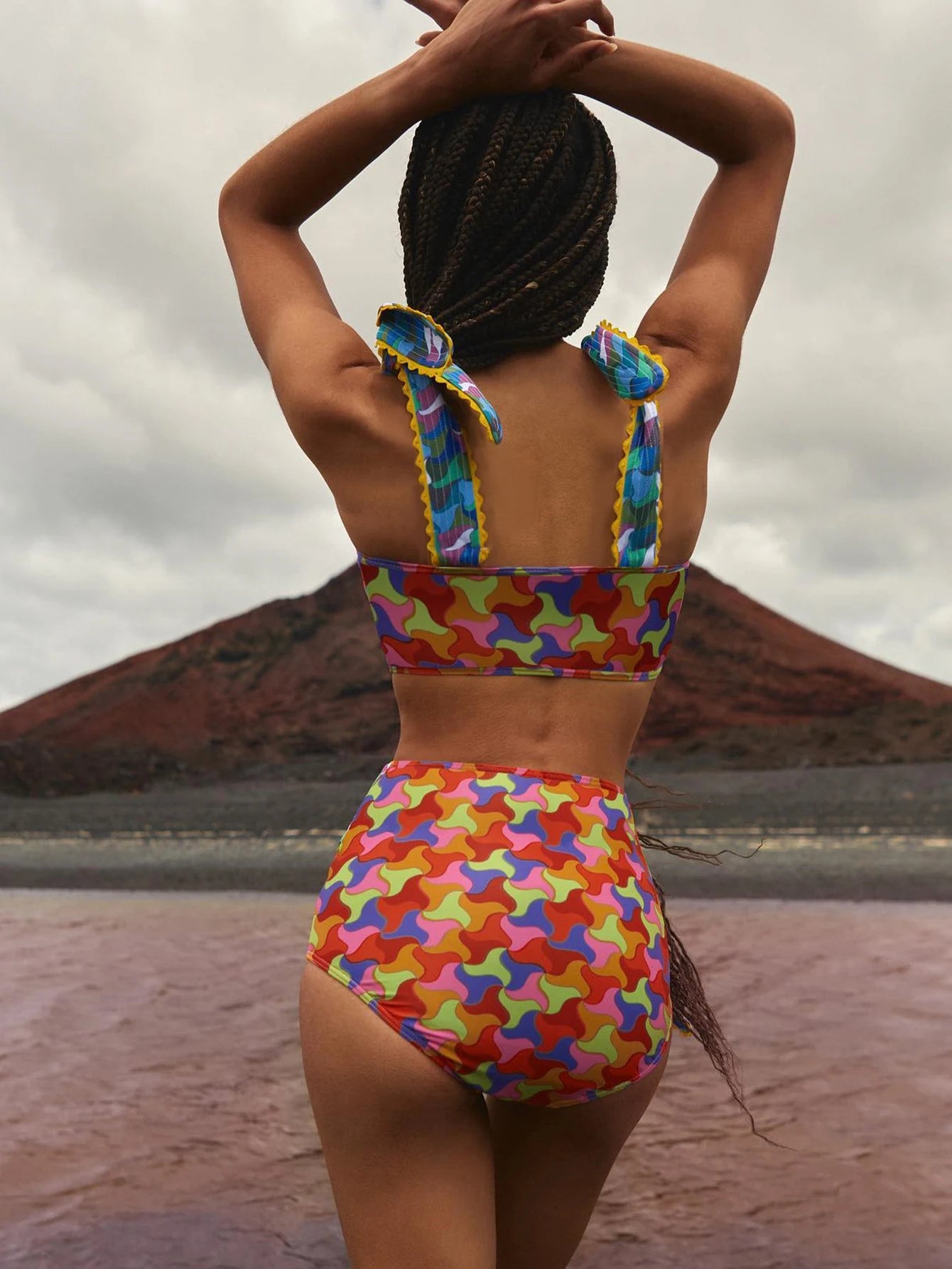 Two-Pieces Women Floral 2025 Push-Up Padded Bra Ruffles Bandage Bikini Set Swimsuit Swimwear Bathing Suit Beachwear Biquini