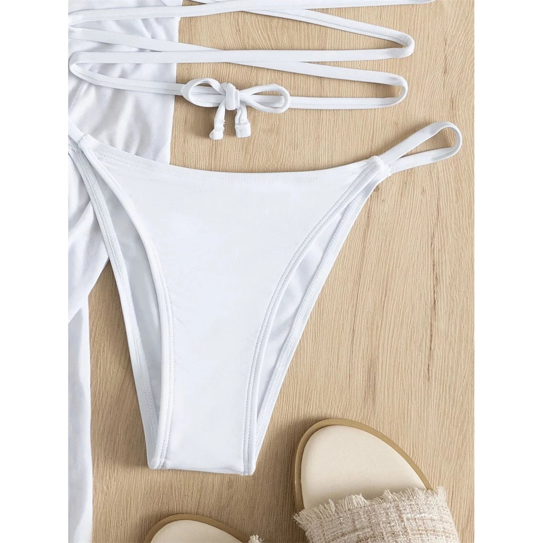 S - XL With Tassel Skirt Long Sleeve Bikini Women Swimwear Female Swimsuit Four-pieces Bikini set Bather Bathing Suit Swim V7060