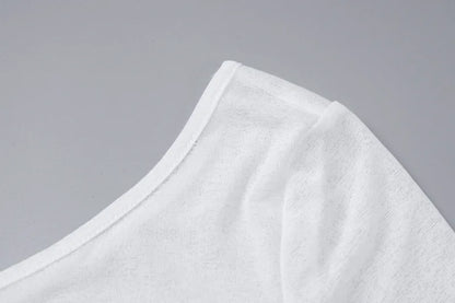 ALLNeon Fairycore White Perspective Oblique Shoulder Long Sleeve Mini Dress Hotsweet Shirring Hipster Dresses Sexy Clubwear Y2K