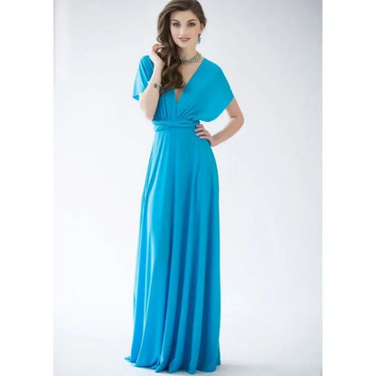 Fashion Multi-worn V-neck Vestidos De Fiesta Women Long Dress Sexy Strapped Lady Summer Maxi Dress
