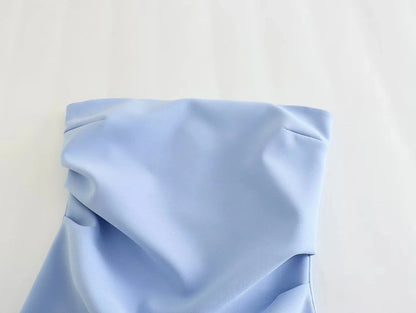 HXAO Dress Women Off Shoulder Corset Short Dresses Ruched Backless Blue Black White Dress Woman Sexy Bodycon Party Dresses