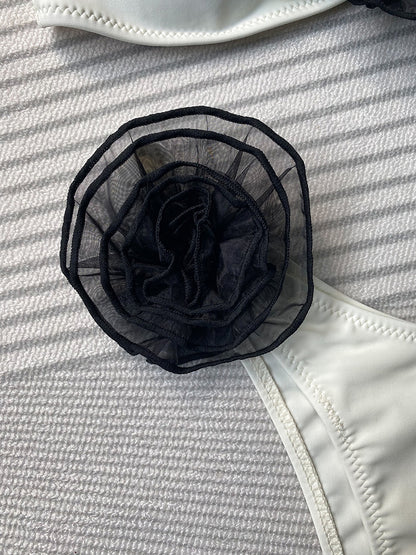 3D Flowers Brazilian Strapless Bandeau Bikini Female Swimsuit Women Swimwear Two-pieces Bikini Set High Cut Bathing Suit Swim