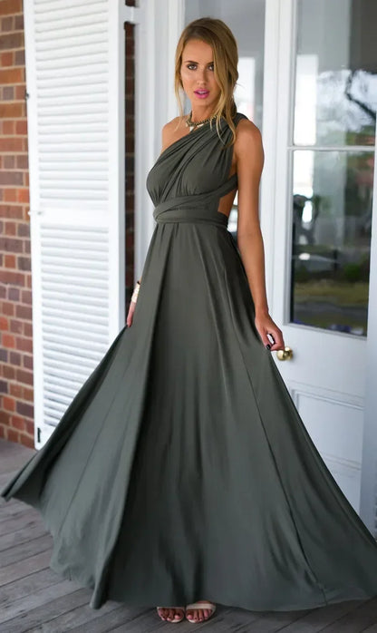 Fashion Multi-worn V-neck Vestidos De Fiesta Women Long Dress Sexy Strapped Lady Summer Maxi Dress