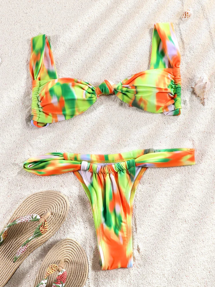 ZRTAK Two Piece Suit Bikinis 2025 Women Swimsuit Push Up Bathing Suit Sexy Bikinis Sets Swimwear Print Beachwear Solid Biquinis