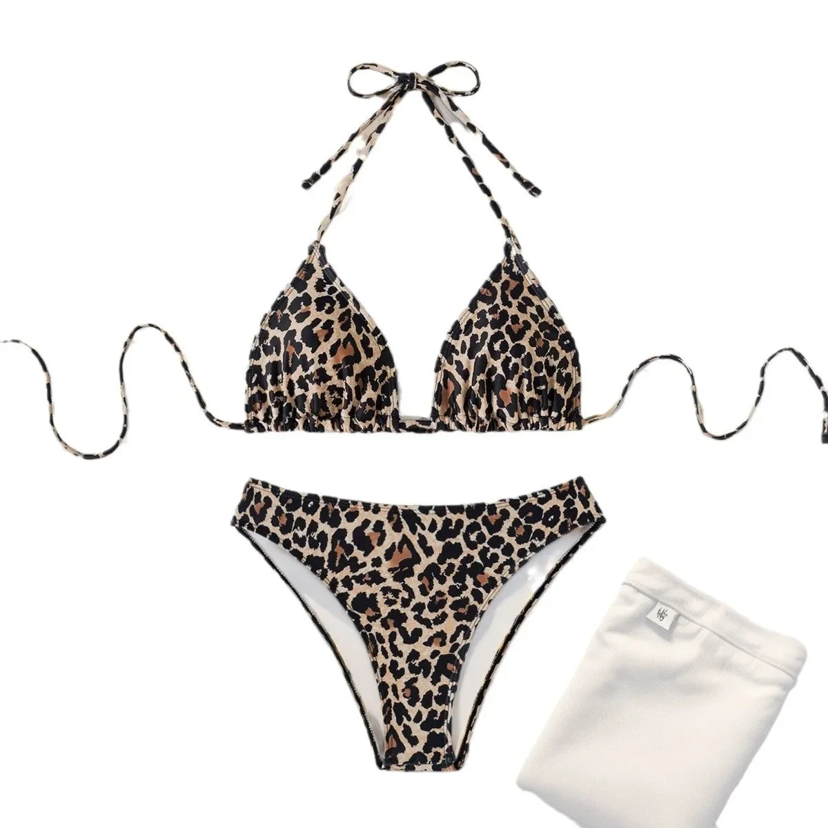 2024 New Bikini Set Leopard Slips Sexy Cross-Border European American Fast Selling Two-Piece Swimsuit Women's