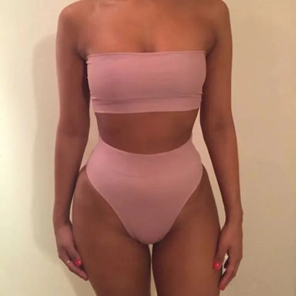 Sexy Solid Color Bikini Set Two-Piece Swimsuit Spring Summer New Arrival Women's Fashionable Swimwear Pure Color Divided Suit
