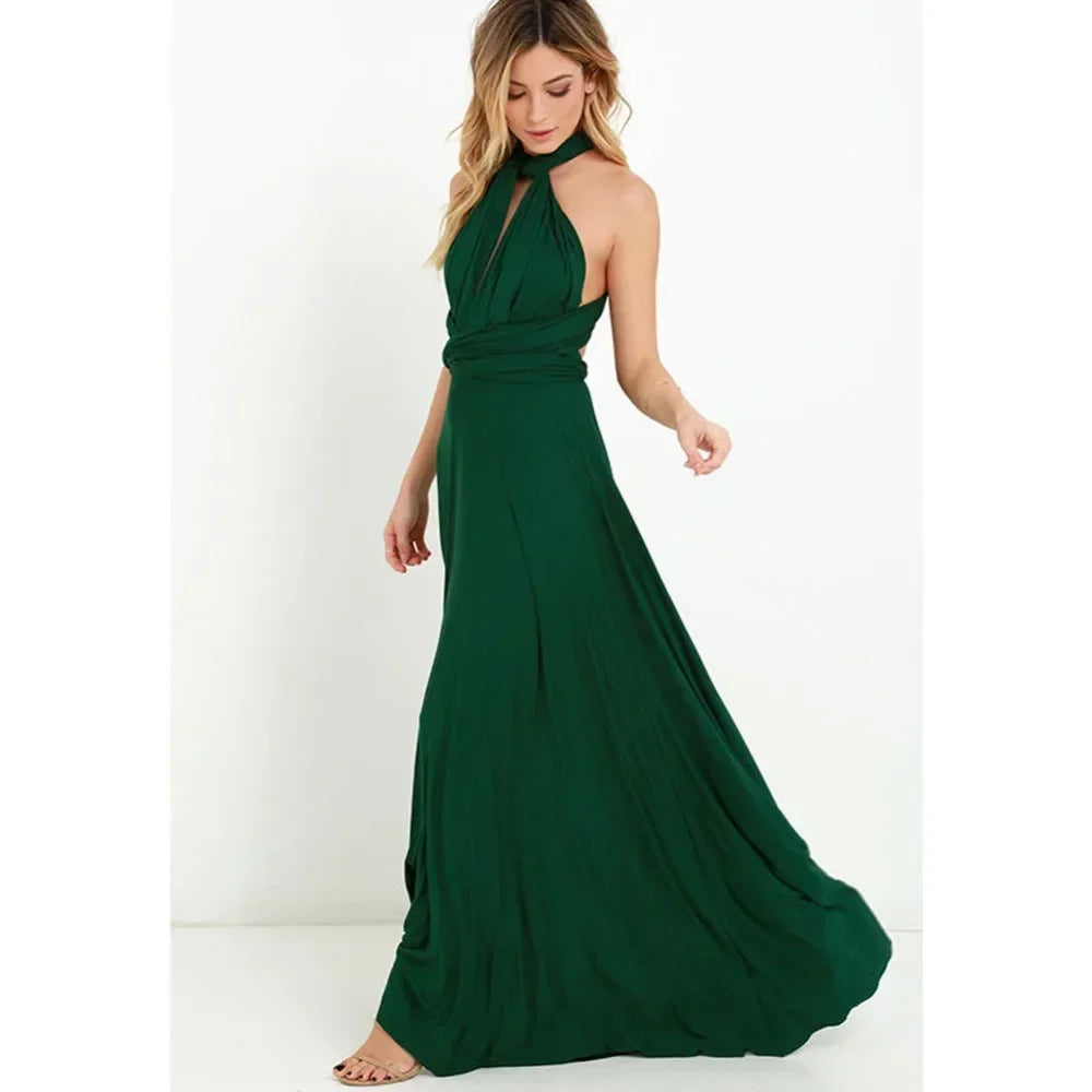 Fashion Multi-worn V-neck Vestidos De Fiesta Women Long Dress Sexy Strapped Lady Summer Maxi Dress