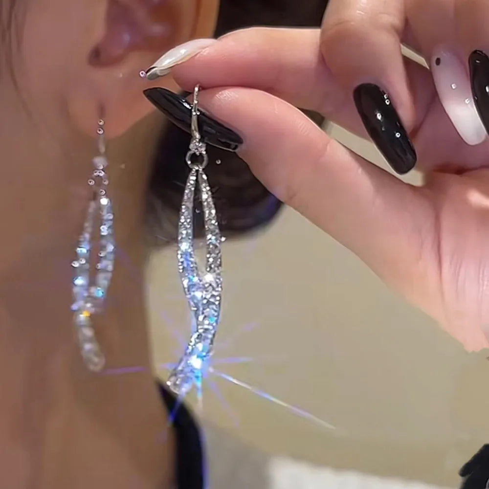 French High-end Brown Crystal Earrings For Women Fashion Luxurious Personalized Daily Accessories Prom jewelry Anniversary Gifts