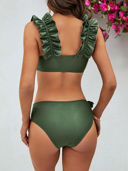 2025 Print Bikini Women Swimwear Push Up Swimsuit High Waist Biquini Halter Backless Bathing Suit Ruffle Beach Wear Summer