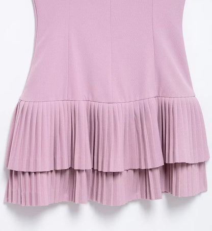 MUJER 2025 Pleated Mini Dress Women Jumpsuit Backless Short Dresses for Women Straps Playsuit Dress Woman Party Women's Dress