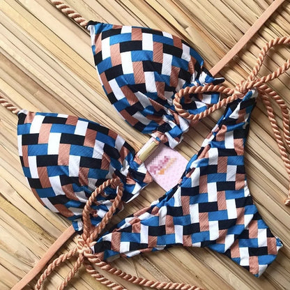 RUOTONGSEPT 2022 Striped Bikini Set Knotted Swimsuit Women Biquinis Beach Sexy Thong Swimwear Bandage Brazilian Mirco Bikinis