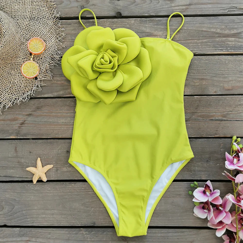 2025 3D Flower Bikini Set With Cover Up Luxury Swimsuit Women Sexy Floral Swimwear High Waist Monokini Desire Bodysuit Swim Suit